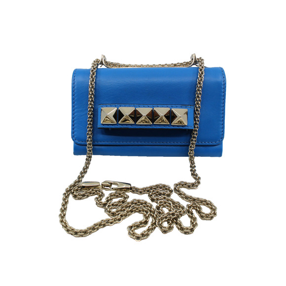 B00 Auth VALENTINO Garavani Va Va Voom Blue Mini Shoulder Leather Bag Clutch - Picture 1 of 7